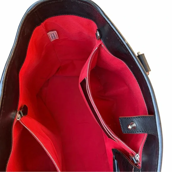 DOONEY & BOURKE Large Black Leather Computer Laptop Bag Shoulder Tote - Picture 8 of 17